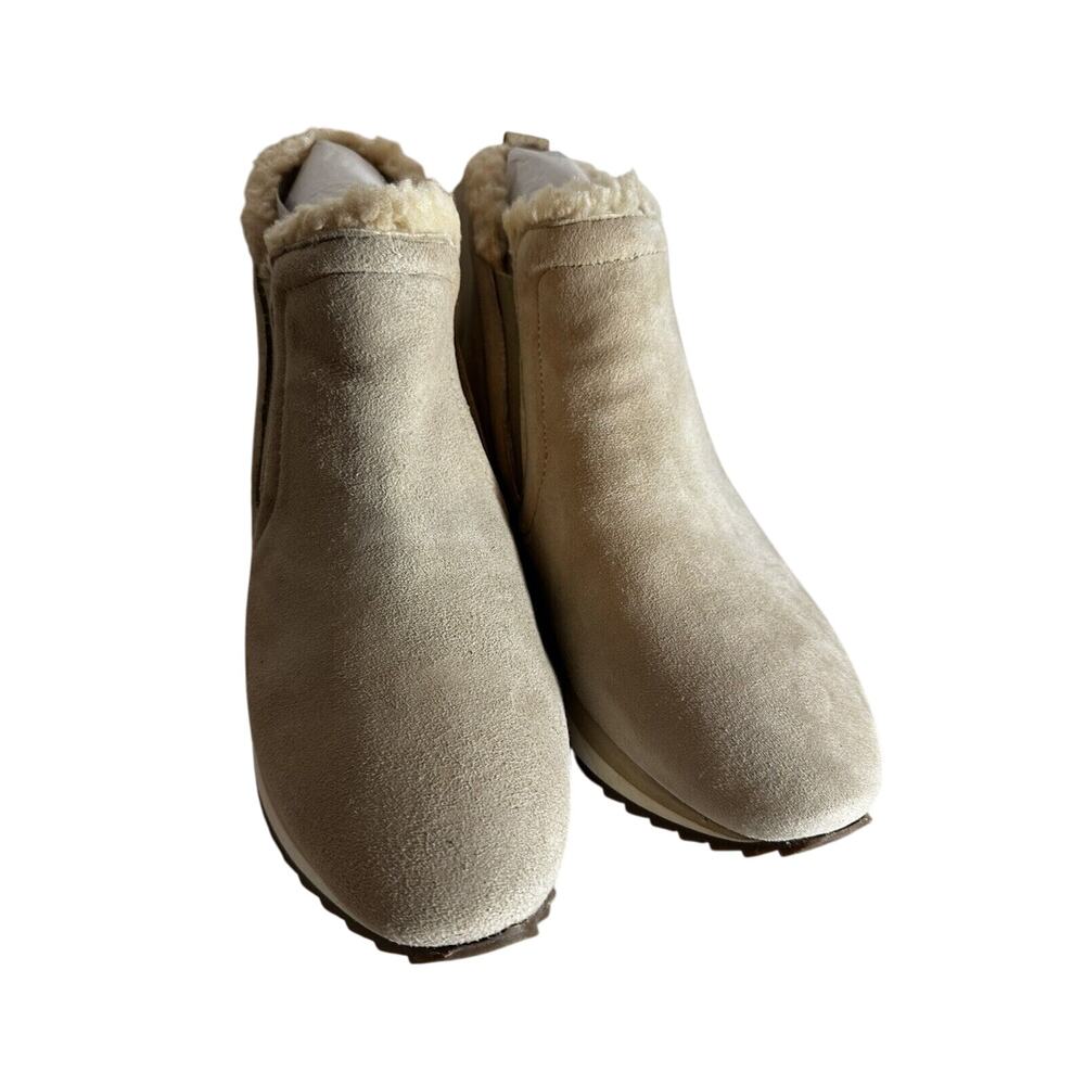 Lascana Ankle Boots Women’s 39 (8.5) Light Tan Suede Pull On Casual Comfortable